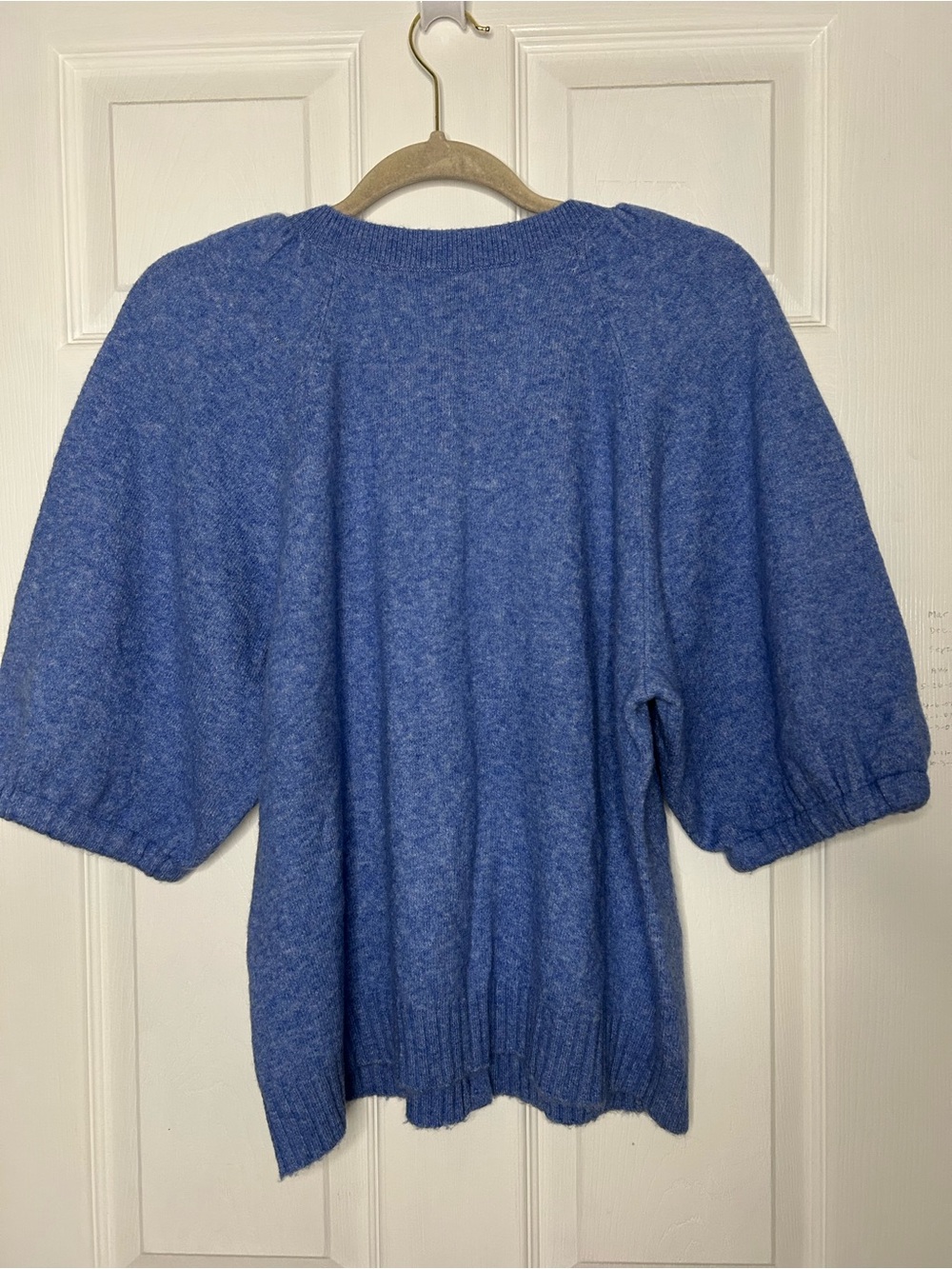 Anthropologie Puff-Sleeve Cardigan Sweater Heather Cornflower - Picture 12 of 14